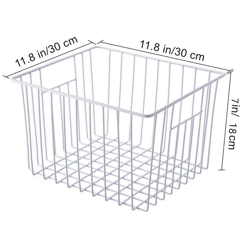 iPEGTOP Deep Refrigerator Freezer Baskets, Large Household Wire Storage Basket Bins Organizer with Handles for Kitchen, Pantry, Freezer, Cabinet, Closets, Pearl White, Set of 2 - Image 5